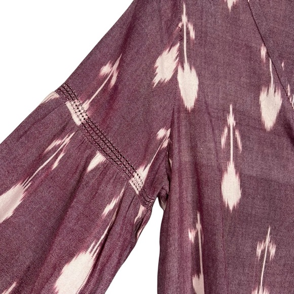 FAHERTY Women's Patterned Boho Peasant V-Neck Blouse Small - Picture 5 of 8